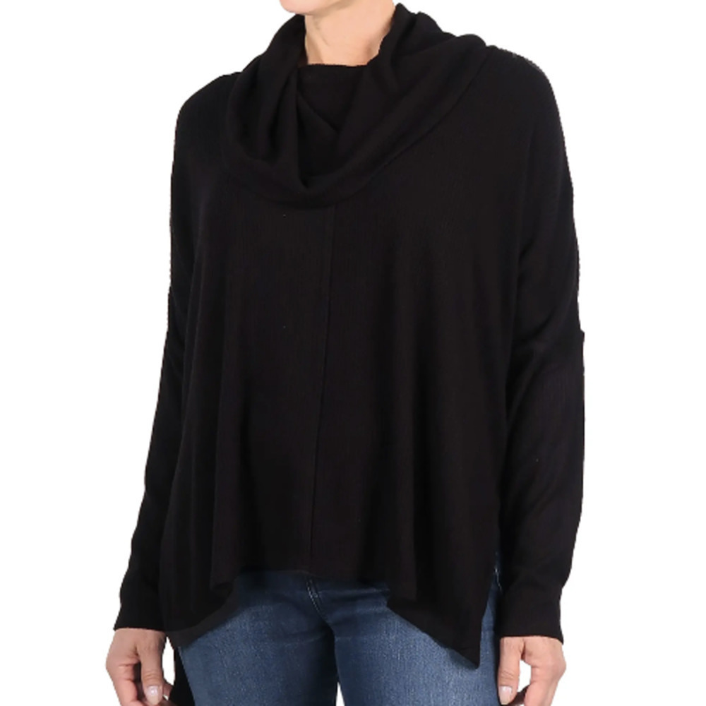 Status by Chenault Seam Front Cowl Neck Top In Rib Knit, Size S​​​​​​​​​​​​